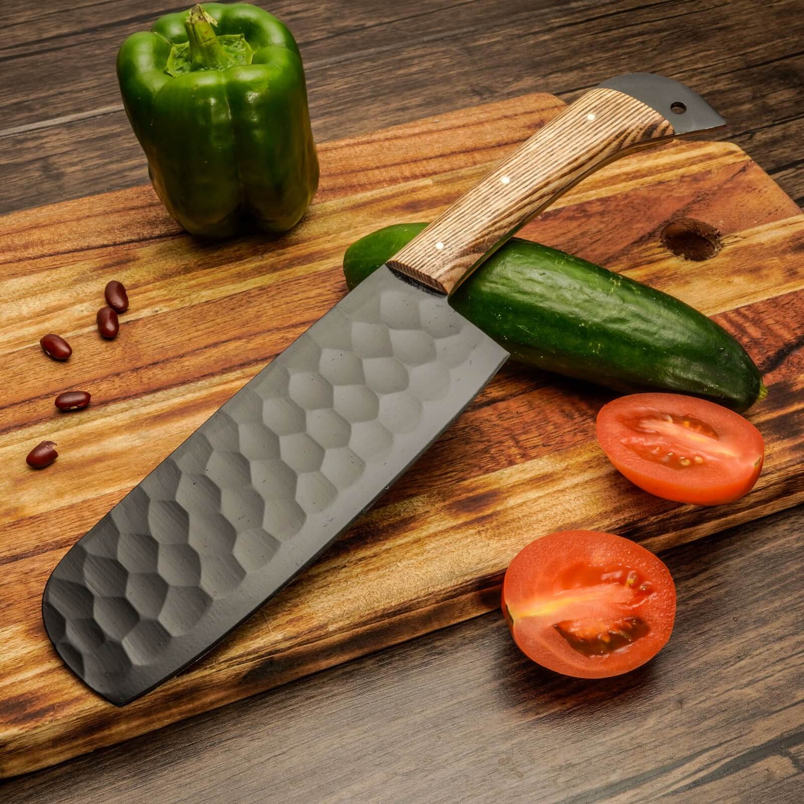 5 Piece Handmade 12 Chrome Knives Chef Set, Kitchen knives set, Steel knife set with leather Sheath - Image 7
