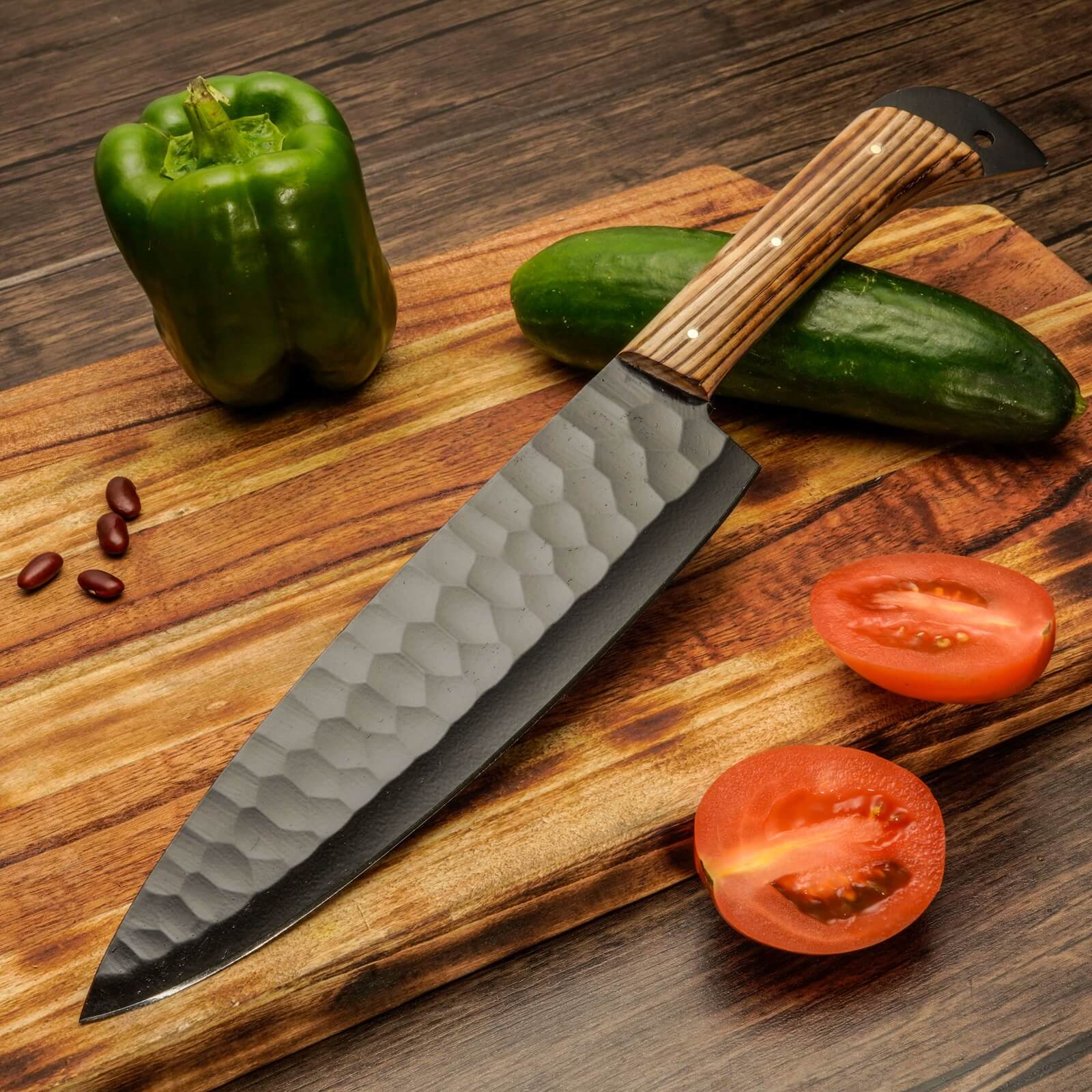 5 Piece Handmade 12 Chrome Knives Chef Set, Kitchen knives set, Steel knife set with leather Sheath - Image 6