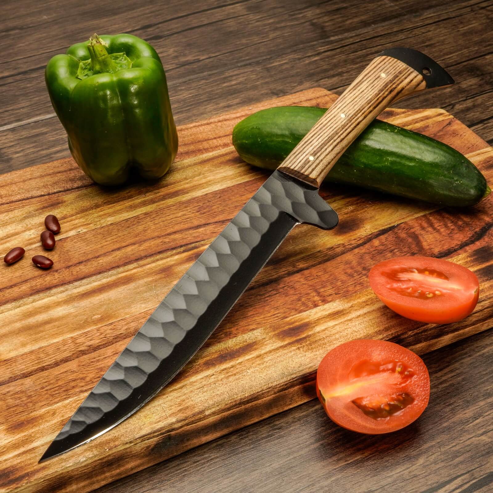 5 Piece Handmade 12 Chrome Knives Chef Set, Kitchen knives set, Steel knife set with leather Sheath - Image 10