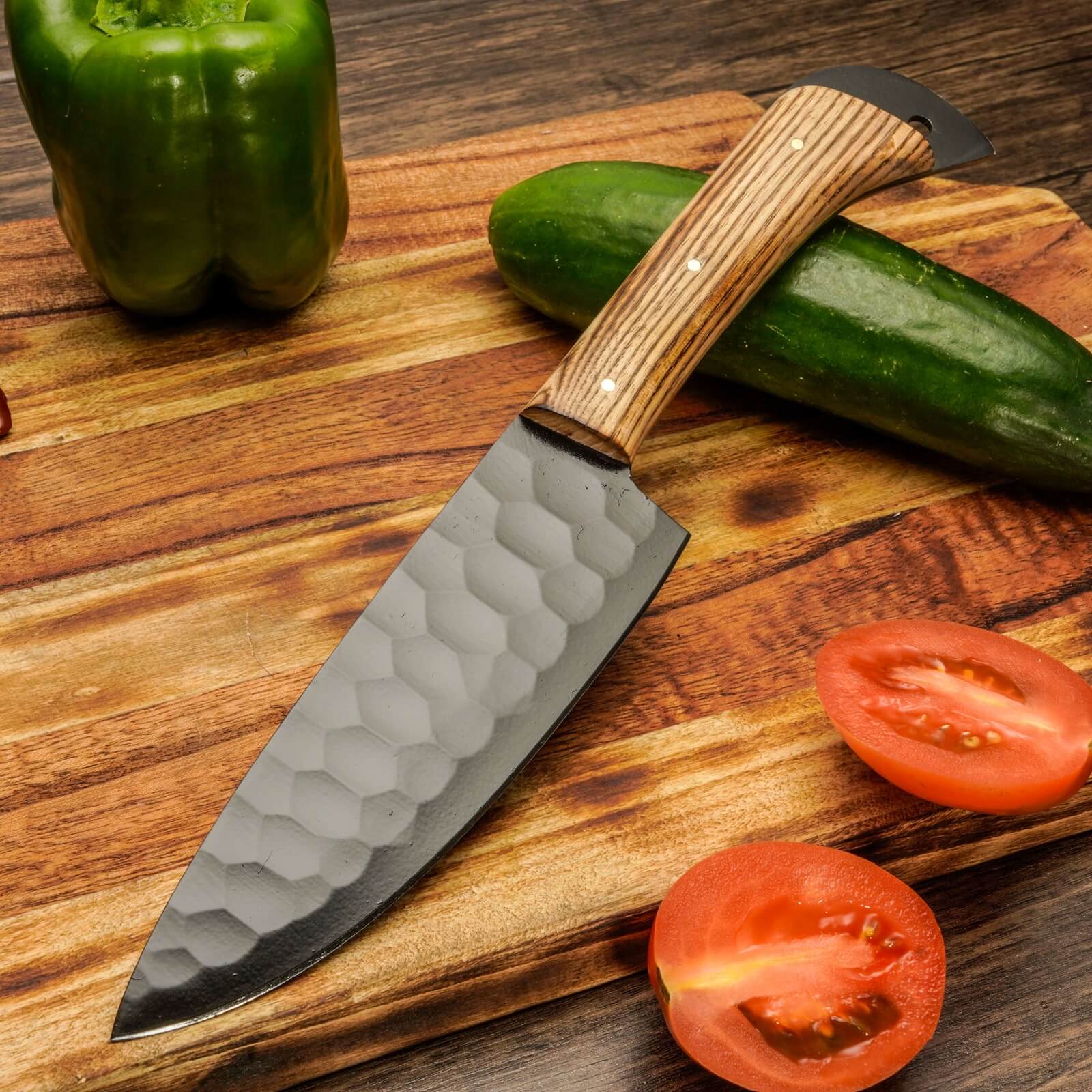 5 Piece Handmade 12 Chrome Knives Chef Set, Kitchen knives set, Steel knife set with leather Sheath - Image 5