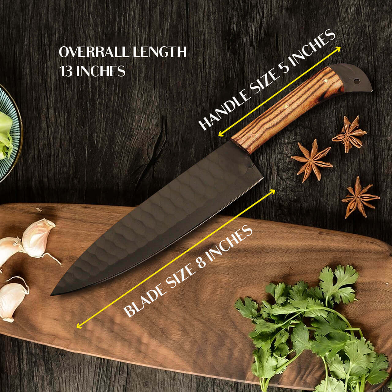 5 Piece Handmade 12 Chrome Knives Chef Set, Kitchen knives set, Steel knife set with leather Sheath - Image 4