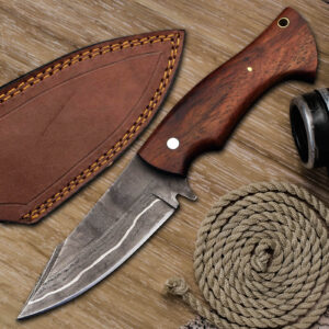 Custom Handmade Damascus Steel San Mai Camping Outdoor Utility Knife