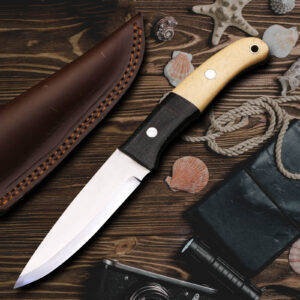 Custom Handmade 1095 Steel Scandi Grind Bushcraft Camping Outdoor Utility Knife
