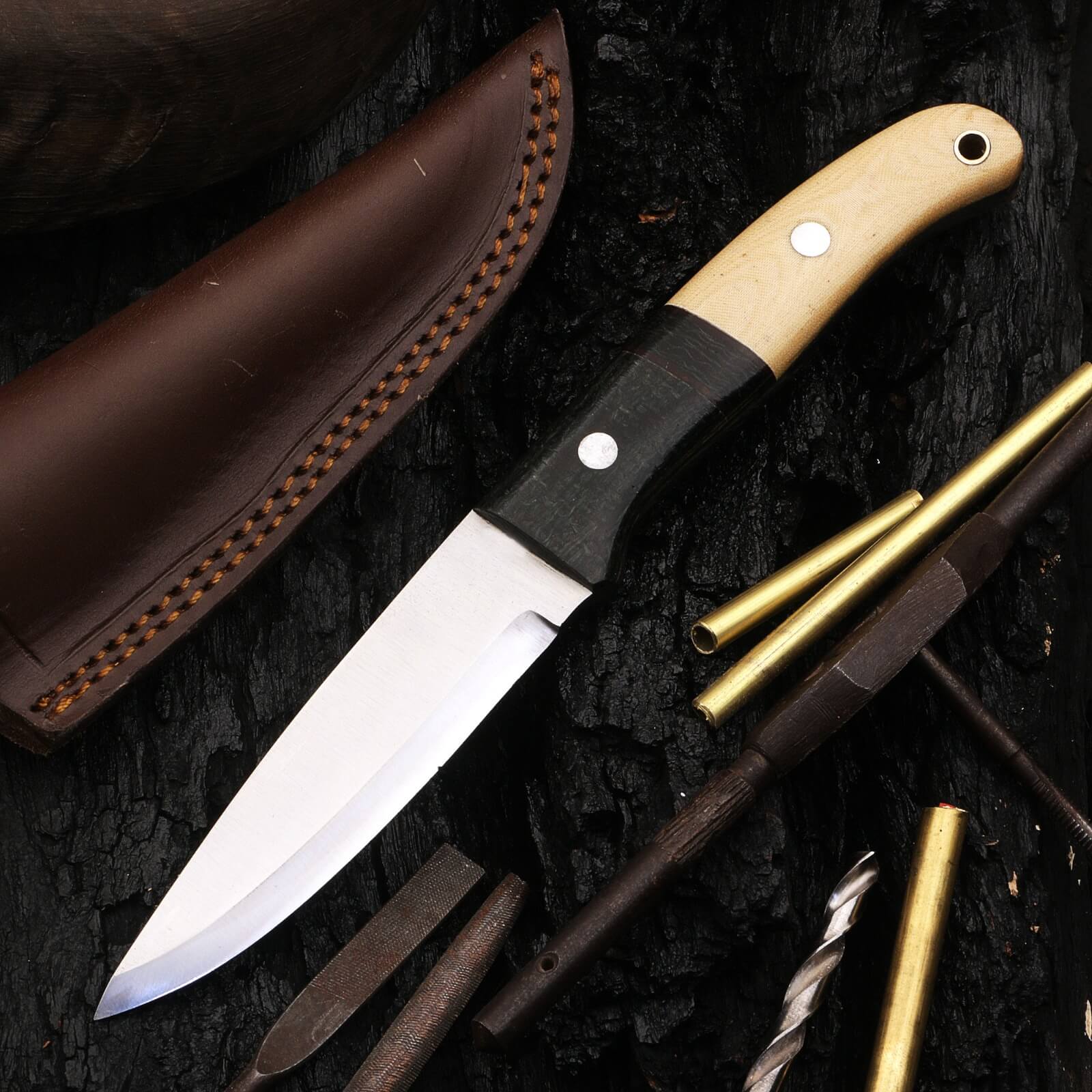 Custom Handmade 1095 Steel Scandi Grind Bushcraft Camping Outdoor Utility Knife - Image 4