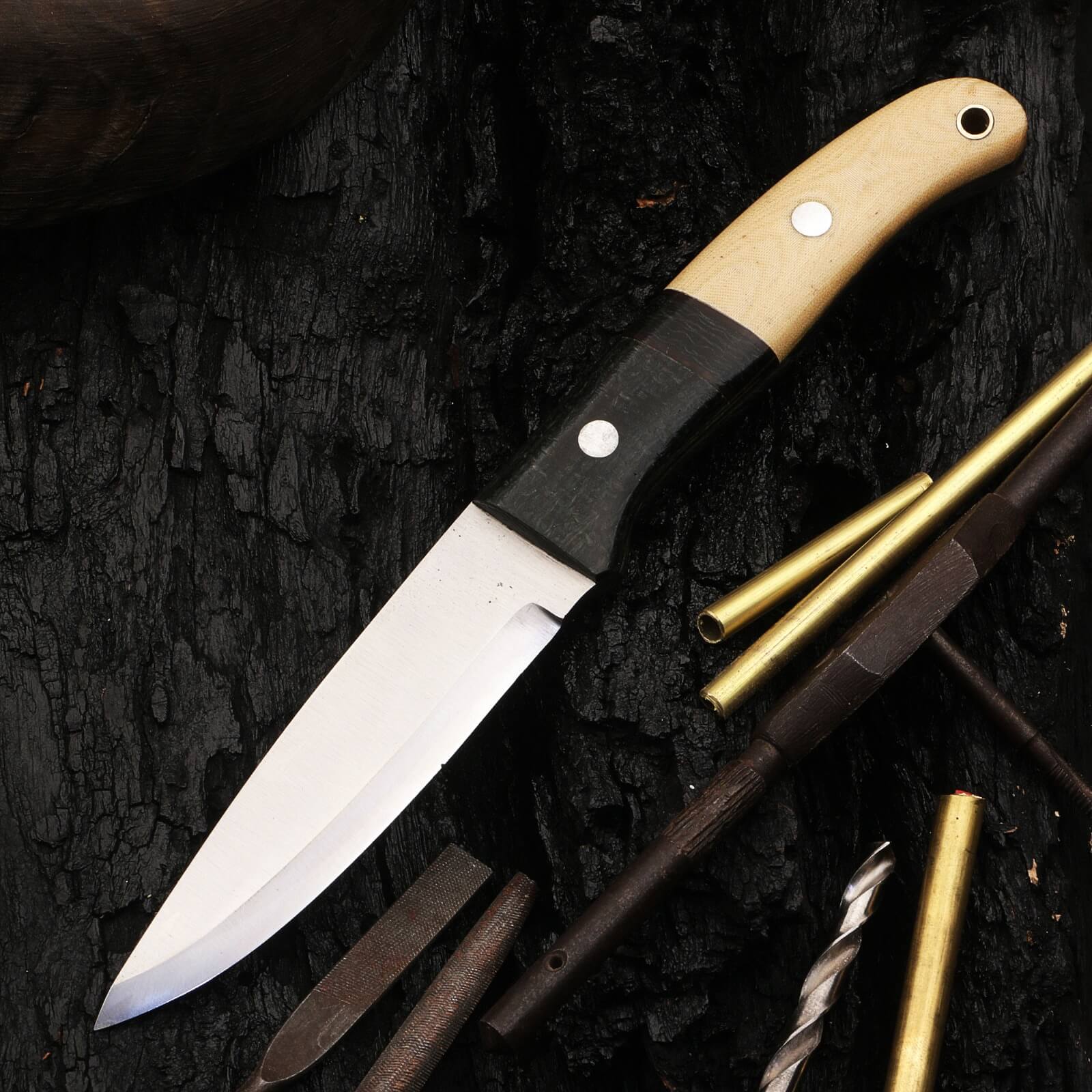 Custom Handmade 1095 Steel Scandi Grind Bushcraft Camping Outdoor Utility Knife - Image 3