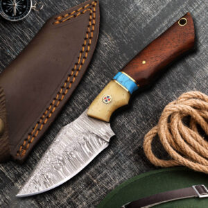 Custom Handmade Damascus Steel Camping Outdoor Utility Knife
