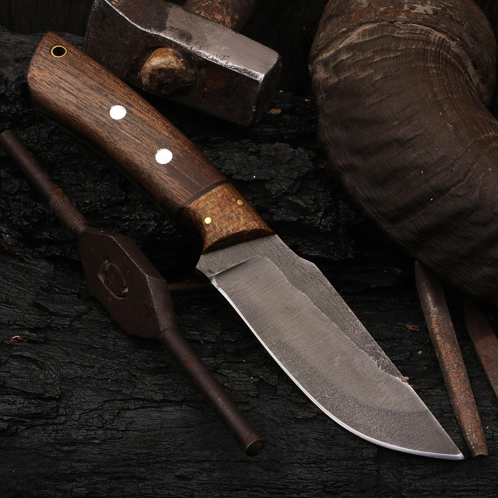 Custom Handmade Camping Outdoor Utility Knife Full Tang Micarta Handle Leather Sheath - Image 2