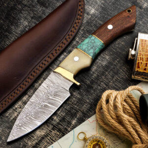 Handmade Damascus Steel Skinner Camping Outdoor Utility Knife